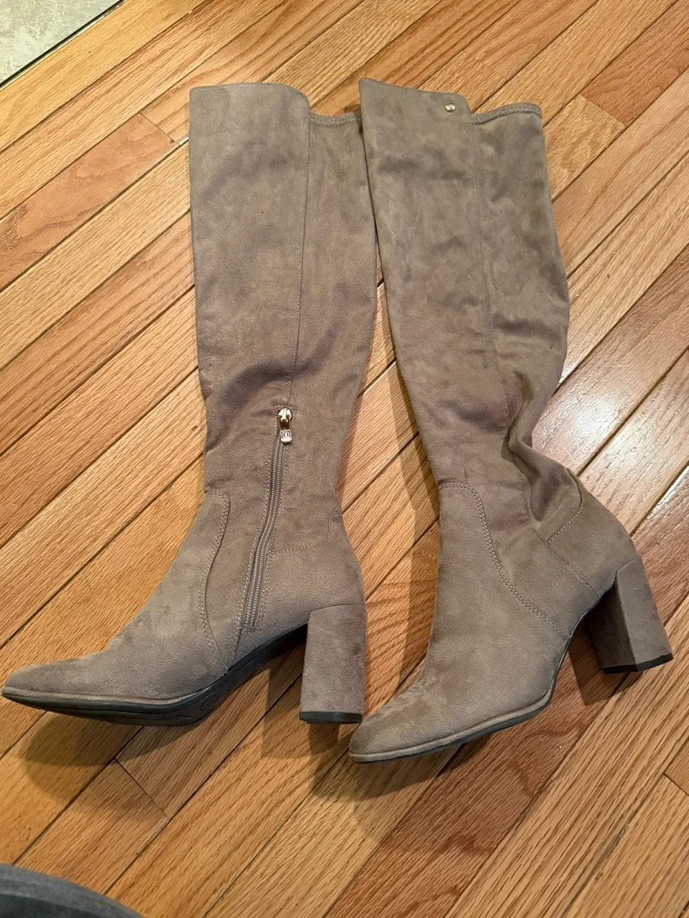 Liz Claiborne Taupe Over-the-Knee Suede Block Heel Boots Size 6